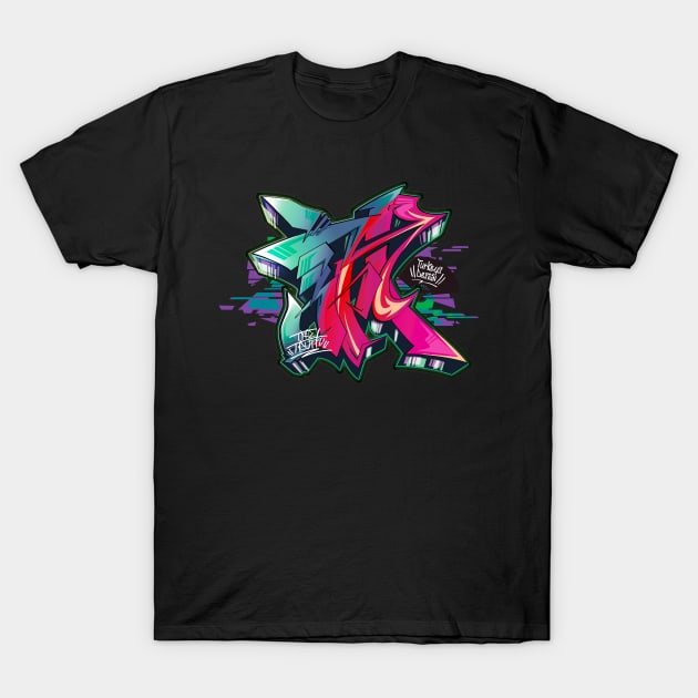 Japanese KANJI Graffiti MAKOTO (Green Pink) T-Shirt by TurkeysDesign